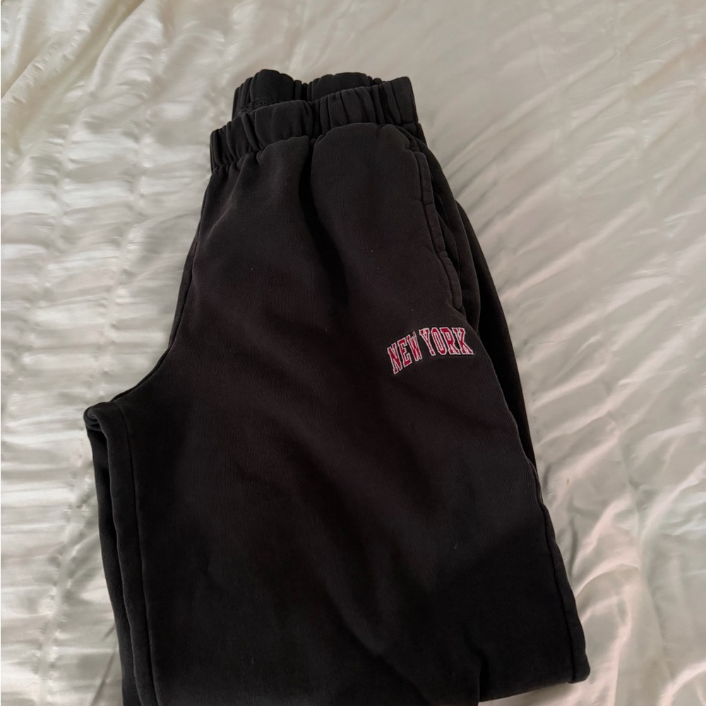 Brandy Melville Black Joggers with New York Detail